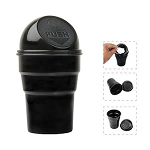 APPUCOCO Mini Car Trash Bin Can Holder Dustbin – Black (L 17 x W 6.5 cms)