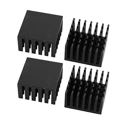uxcell 4Pcs 25mm x 25mm x 15mm Aluminum Heatsink Heat Diffuse Cooling Fin Black