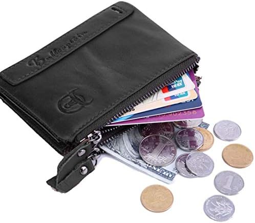 Ploekgda Men's Leather Wallet Vertical Section Casual Short Fold Multifunctional (Color : Black)