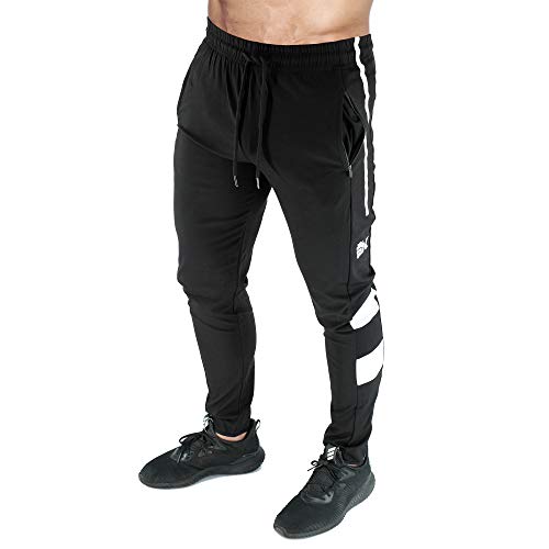 BROKIG-Mens-Sports-Trousers-Gym-Joggers-Tracksuit-Bottom-Slim-Fit-Jogging-Pants-Leg-Zip