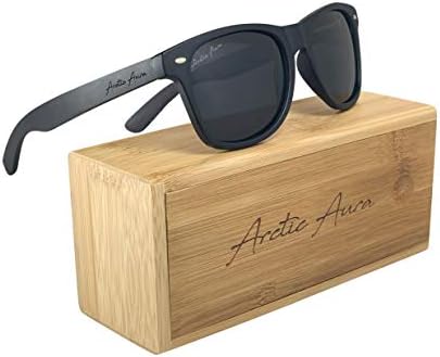 Arctic Aura Wooden Sunglasses with Real Wood, UV Protected Polarised Lenses & Bamboo Storage Box Case