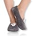 Pembrook Fuzzy Soft Coral Fleece Slippers – Gray - Medium (7-8) – Ballet Style with Non-Skid Sole – Faux Shearling Lining - Great Plush Slip On House Slippers for Adults, Women, Girls
