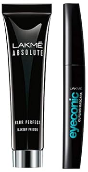 Lakme Absolute Blur Perfect Makeup Primer, 30g & Lakme Eyeconic Lash Curling Mascara, Black, 9ml