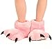 LazyOne Animal Paw Slippers by Fuzzy Slippers With Claws Monster Dinosaur Bigfoot Wolf Bear + Kid's and Adult's Sizes (Large, Pink Bear)