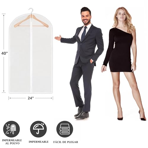 10 Pzs Protector de Ropa Colgante, Fundas Ropa Transparente con Cremallera Completa Antiestático, Anti-Polvo y Transpirable, Reutilizable Portátil Bolsa de Ropa para Trajes, Chaquetas, Faldas
