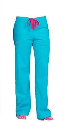 Peaches Med Couture Signature Scrub Pant Turq Delight Tango Pink