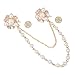 Fenni CZ Crystal Rose Daisy Pearl Flower Brooch Collar Pins Sweater Cardigan Clips with Pearl Chain (GoldFlowerPin)