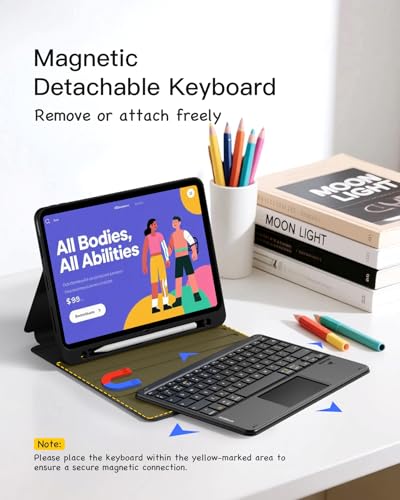 Inateck iPad 10th Generation Case with Keyboard, Detachable Keyboard with Trackpad for iPad A16 11th Gen 2025 11 inch, Air 11 inch M4 2026/M3 2025/M2 2024, Air 5/4, Pro 11 4/3/2/1, with Pencil Holder