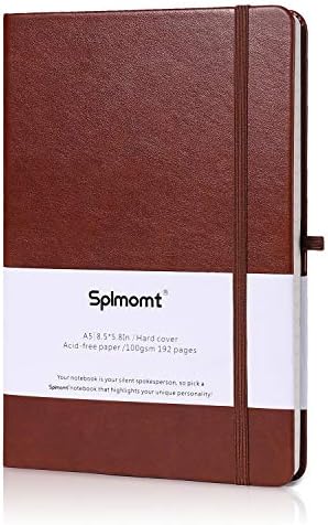 Classic A5 Hardcover Journal Notebook, 8.5 x 5.8 In Lined/Ruled Notebook, Premium 100GSM Paper Writing Notebook with Pen Loop, Inner Pocket & Page Dividers Gifts, 192 Pages (Brown, Ruled)