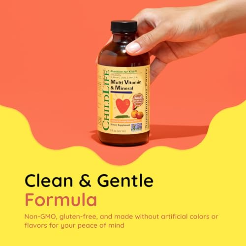 CHILDLIFE ESSENTIALS Kids Multivitamin & Mineral - Vitamins for Kids, Liquid Multivitamin Supplement for Toddler & Baby Wellness - Natural Orange & Mango Flavor, 8 Fl Oz (Pack of 1)