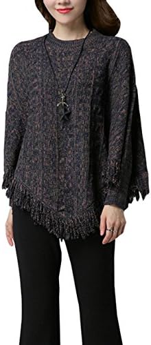 ZHENZHONG Womens Warm Sweater Ponchoes for Winter Fall Blue Gray Batwing Long Sleeve Poncho Sweater Cape