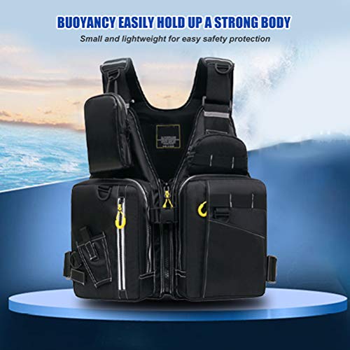 Yissma Gilet De Sauvetage De Pêche Réfléchissant Unisexe Gilet Multi-fonction Multi-poches à L’extérieur Gilet De Pêche à Haute Flottabilité