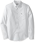 Lacoste Men's Long Sleeve Pique Jacquard Pattern Woven Shirt, CH9877-51, White/Flour, X-Large/XX-Large