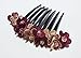 Side Comb Hair accessories French twist hair comb Decorate Daisy Flowers made ​​from fabric handcraft. (Red Two Tone)