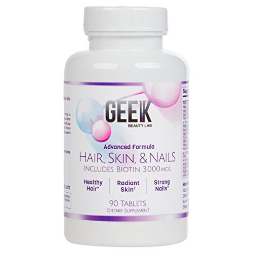 Geek Hair Vitamins Faster Hair Growth Biotin 3000 mcg Helps Skin and Nails Strengthener Hair Loss Pills for Women Men 90 Tablets