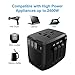 Travel Adapter, 2400W International Power Adapter, Universal 1 Smart Type-C & 3 USB All in One Power Plug Adapter for High Power Appliances for UK, EU, AU, US, Over 200 Countries, Black