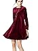 K&S Women's Gold Velvet Long Sleeve Flare Loose Short Dress (XL, Wine Red)
