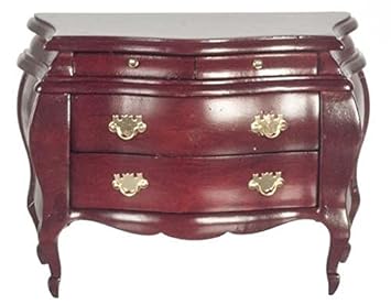 Dolls House Miniature Wooden Bedroom Furniture Mahogany Bombe