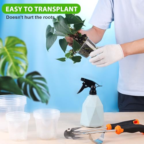 auriikoop 15 Pieces Plastic Pots, 9/10/13 cm Transparent Orchid Pots with Drainage Holes for Indoor and Outdoor Plant Cuttings