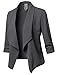Solid Stretch 3/4 Gathered Sleeve Open Blazer Jacket Charcoal Size 2XL