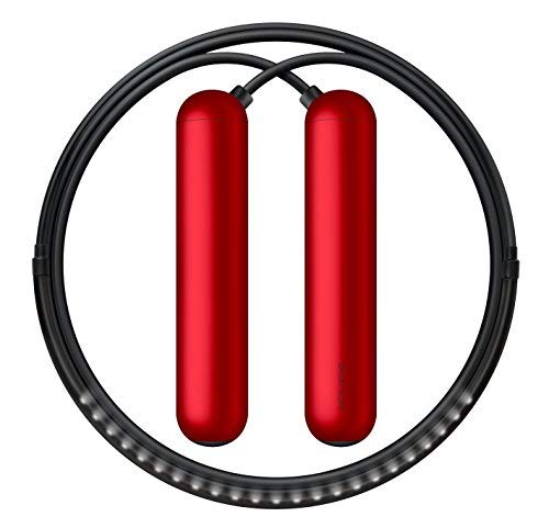 TANGRAM Factory Smart Rope - LED Embedded Jump Rope (Red, Medium) (Best Jump Rope App)