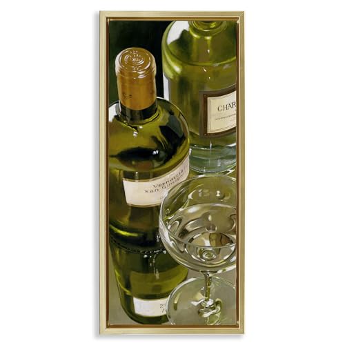 Stupell Industries 'Vintage White Wine Bottles'| Floating Frame Canvas Art