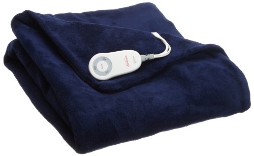 Sunbeam Heated Throw Blanket | Microplush, 3 Heat Settings, Royal Blue (Best Heated Throw Blanket)