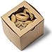 Cuisiner Bakery Boxes 4x4x4 [50Pack] Pastry Containers | Baby Shower, Dessert Packaging for Cake, Pies, Donut, Macaron, Cookies and Party Treat | Cupcake Gift Box with Window (Brown)