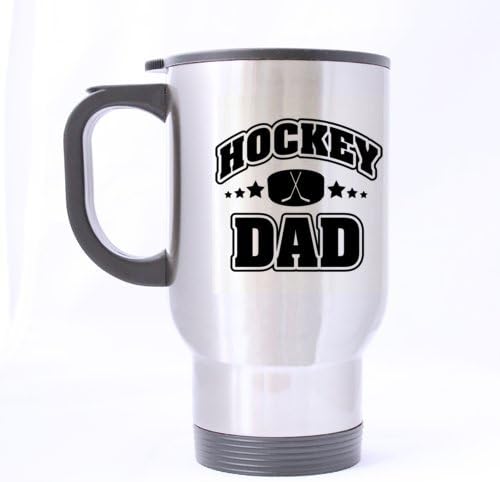 For Sport Dad HOCKEY DAD Stainless Steel Travel Mug Coffee Mug Tea Mug (Sliver/14 Ounces/Twin Side Printed/Customizable)
