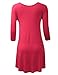 AMORE ALLFY Women's 3/4 Sleeve Round Neck Flare Hem Tunic Fuchsia XX-Large