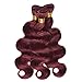 Hair Weave Body Wave Bundles Closure 99J Red Burgundy Non-remy Human Hair,18 18 18+14Closure