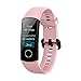 HUAWEI Honor Band 4 6-Axis Inertial Heart Rate Monitor Infrared Light Wear Detection Sensor Full Touch AMOLED Color Screen Home Button All-in-One Activity Tracker 5ATM Waterproof (Pink)