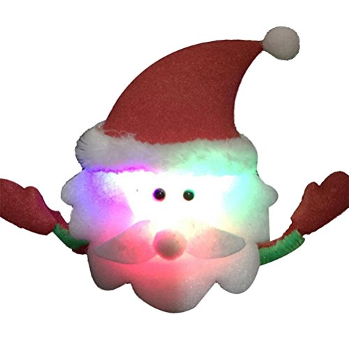 Elaco 2 Pcs Christmas Flash Brooch Light Badge Christmas Supplies Santa Claus Snowman (A)