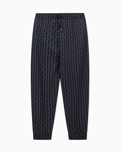 Armani Exchange Men's Essential, All-Over Monogram, Sweatpants, Black, XS, Black, XS