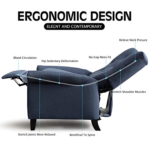 ANJ Elizabeth Push Back Recliners Compact Roll Arm Wingback Accent