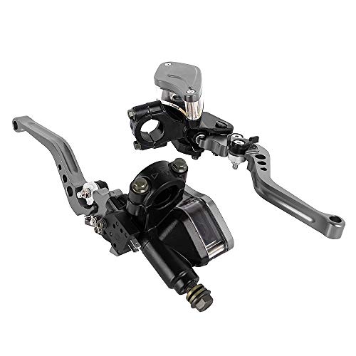 Aluminum 7/8" 22mm Motorcycle Dual Pump Hydraulic Handles Brake Clutch Levers Cylinder Master Reservoir Set For Ducati For Suzuki For Street Bike (Titanium)