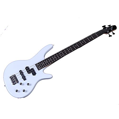 Exquisite Stylish IB Bass Guitar with Power Line and Wrench Tool (White)