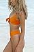 QINSEN Womens Soft Tie Knotted Bandage 2PCS Swimsuit High Cut Bikini Sets Orange S