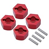 Hobbypark Aluminum 12mm Hex Wheel Hubs Nuts w/Pins Replacement of 1654 for RC Traxxas 1/10 Slash 4x4 & Stampede 4WD (4-Pack) (Red)