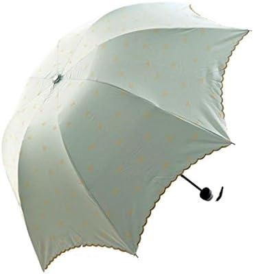 OUBAO Embroidery Lace Bow Dome Parasol Sun/Rain Folding Umbrella (Mint Green)