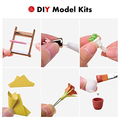 ROBOTIME DIY Dollhouse Kit Mini House with Furnitures Accessories 1:24 Scale Craft Kit - Emily's Flower Shop