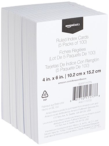 1 AmazonBasics+6+Inch+Ruled+White+500+Count