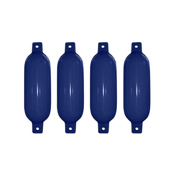 4-Boat-Fenders-85-x-27-Vinyl-Ribbed-Bumper-Dock-Shield-Protection-Blue-Includes-4-7-Long-Fender-Lines-Pump-to-Inflate
