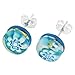 Glass Of Venice Murano Glass Venetian Reflections Round Stud Earrings - Aqua Gold