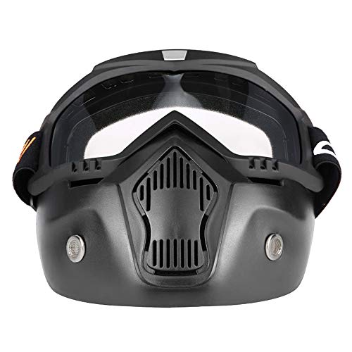 KKmoon Motormasker, afneembare bril en mond, filter voor open helmen, motorcross, skiën, snowboard, wit met getinte lens - Image 8
