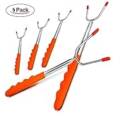 Lememogo Premium Marshmallow Roasting Sticks-(Set of 5) Forks For Outdoor Campfire, BBQ & Hot Dog Roasting – Extra-Long 45