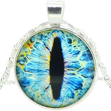 OVERMAL Cat Eye Necklace : Pendant. Charms. Art. Picture. Photo. Blue and Black. Handmade Pendant . Lizabettas Blue