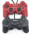 DOODEEN 2 Packs Black and Red Wired Game Pad Controller Joypad Gamepad Joysticks Black for Sony Playstation 2 Ps2