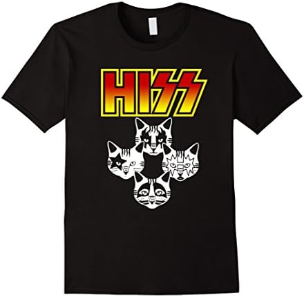 Mens Hiss Kiss Cats Kittens Rock T-Shirt - Hiss Band Shirt XL Black