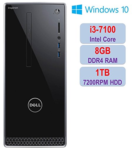 2018 Newest Premium Dell Inspiron i3668 Desktop PC, Intel Core i3-7100 3.90 GHz Processor, 8GB DDR4 ,1TB 7200RPM HDD, HD Graphics, DVD±RW, Bluetooth, HDMI, WIFI, Dell Keyboard & Mouse, Windows 10